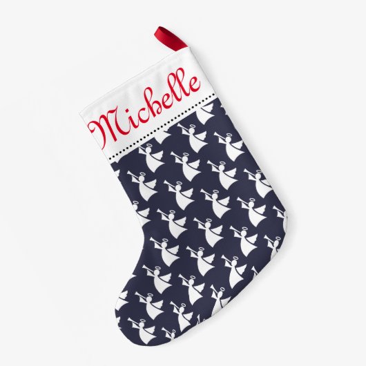 Aangepaste kerstvoorraad met engelpatroon kleine kerstsok (Achterkant (Hangend))