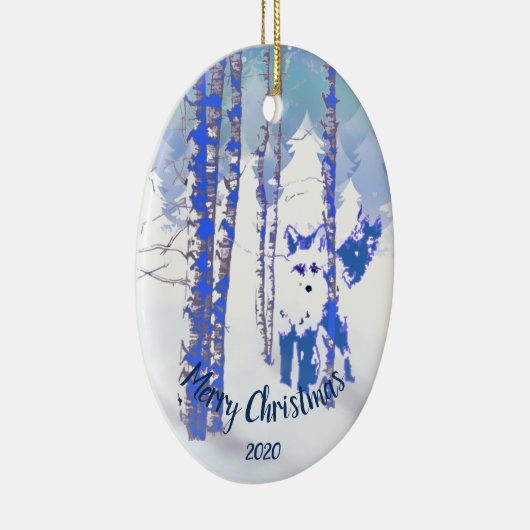 Aangepaste kerstvos in het vogelbos keramisch ornament (Rechts)