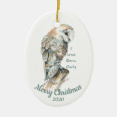Aangepaste kerstWaterverf Barn Owl Bird Keramisch Ornament (Voorkant)