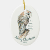 Aangepaste kerstWaterverf Barn Owl Bird Keramisch Ornament (Achterkant)