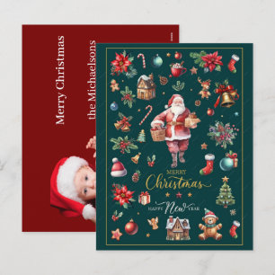 Aangepaste kerstwaterverf grafische elementen Pers Feestdagenkaart