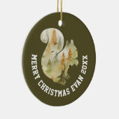 Aangepaste kerstwinterscène met eekhoorn keramisch ornament (Rechts)