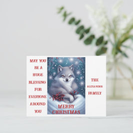 Aangepaste Kerstwolf - Ansichtkaart Briefkaart