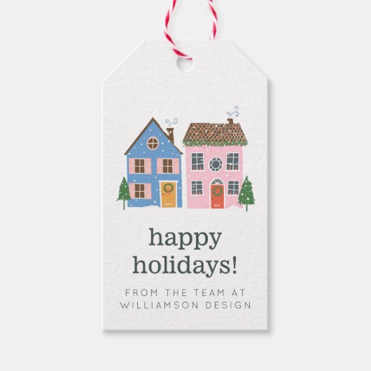 Aangepaste kerstwoningen Prettige feestdagen Cadeaulabel (Voorkant)
