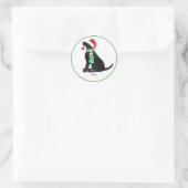 Aangepaste kerstzwarte labrador Holiday Dog Ronde Sticker (Tas)