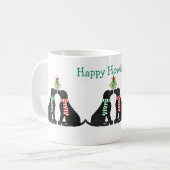 Aangepaste kerstzwarte labs zoende mistletoe koffiemok (Voorkant links)