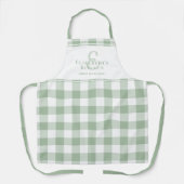 Aangepaste keuken Monogram Naam Gingham Check Groe Schort (Voorkant)