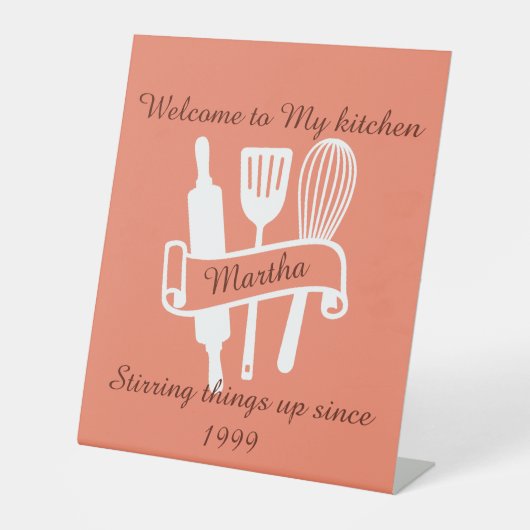 Aangepaste keuken reclamebord met voetstuk (Voorkant)