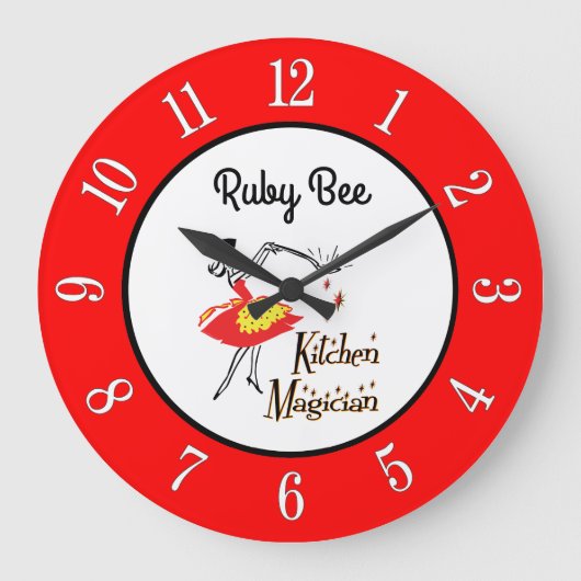 Aangepaste keuken-tovenaar 1950s Retronummerklok Grote Klok (Voorkant)