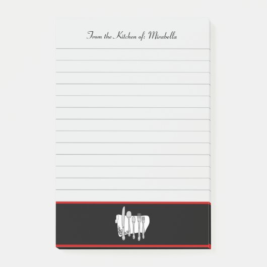 Aangepaste keuken van zwart rood gevoerde 4" x 6" post-it® notes (Voorkant)