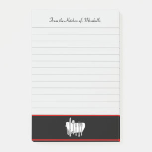 Aangepaste keuken voor zwarte rode artikelen met b post-it® notes