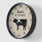 Aangepaste keuken wandklok met  koe logo (Hoek)