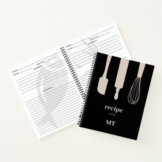 Aangepaste keukengerei Monogram Recept Cookbook Notitieboek (Binnen)