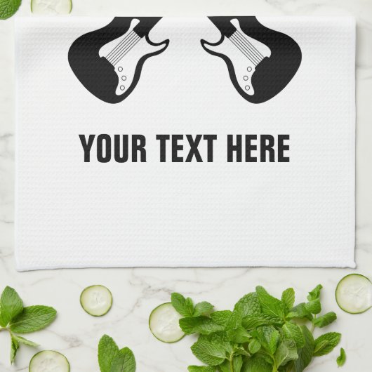 Aangepaste keukenhanddoek met elektrisch gitaaront (Gevouwen)