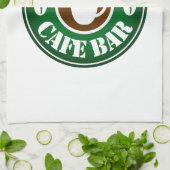 Aangepaste keukenhanddoek met logo in een koffiesh (Gevouwen)