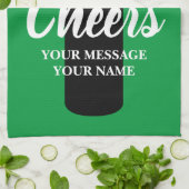 Aangepaste keukenhanddoek met silhouet van wijnfle (Gevouwen)