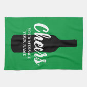 Aangepaste keukenhanddoek met silhouet van wijnfle (Horizontaal)