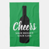 Aangepaste keukenhanddoek met silhouet van wijnfle (Verticaal)