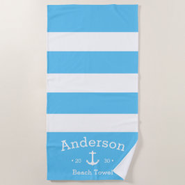 Aangepaste keukenhanddoek - Sky Blue Nautical Strandlaken