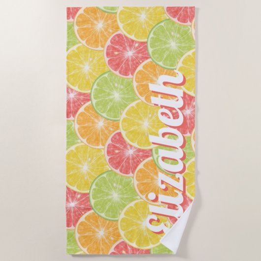 Aangepaste keukenhanddoek voor Citrus Slices Strandlaken (Voorkant)