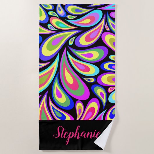 Aangepaste keukenhanddoek voor roze psychedelische strandlaken (Voorkant)