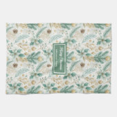 Aangepaste keukenhanddoek Witte Poinsettia Kerstmi (Horizontaal)