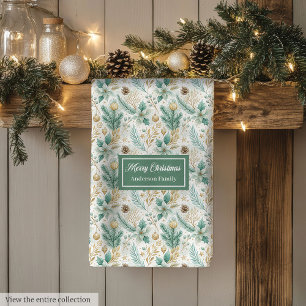 Aangepaste keukenhanddoek Witte Poinsettia Kerstmi
