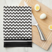 Aangepaste keukenhanddoeken, zwarte en witte Tsjet Theedoek (Quarter Fold)