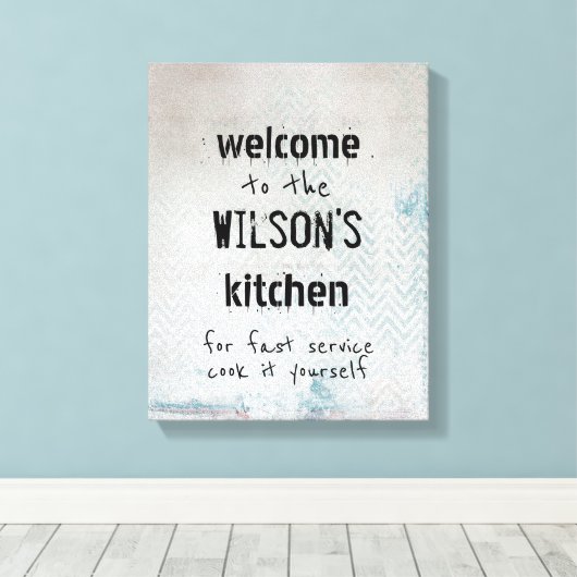 aangepaste keukenquote canvas wand afdruk (Insitu (Houten vloer))