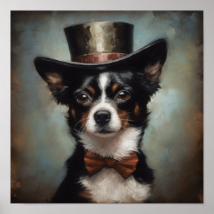 Aangepaste keurige Chihuahua bronzen hoed poster