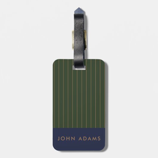 Aangepaste Khaki Blue Stripe voor hem Bagagelabel (Achterkant verticaal)