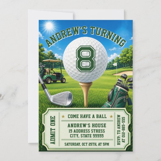 Aangepaste Kids Golf verjaardag Kaart (Voorkant)