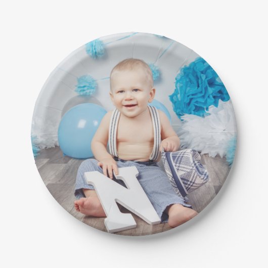 Aangepaste Kids Verjaardag Foto Papieren Bordje (Voorkant)