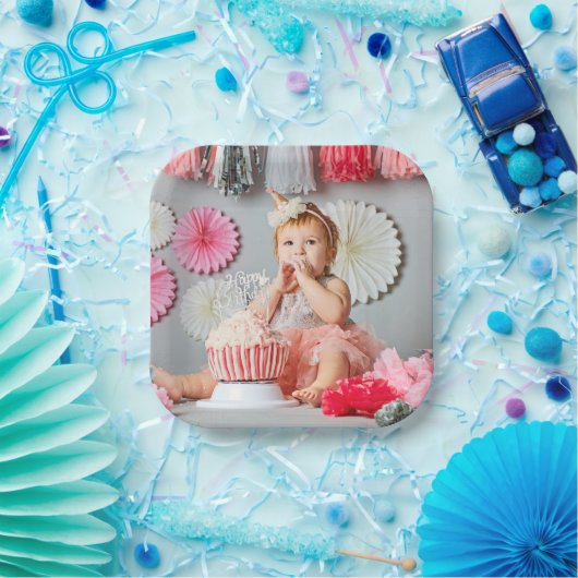 Aangepaste Kids Verjaardag Foto Papieren Bordje (Feest)