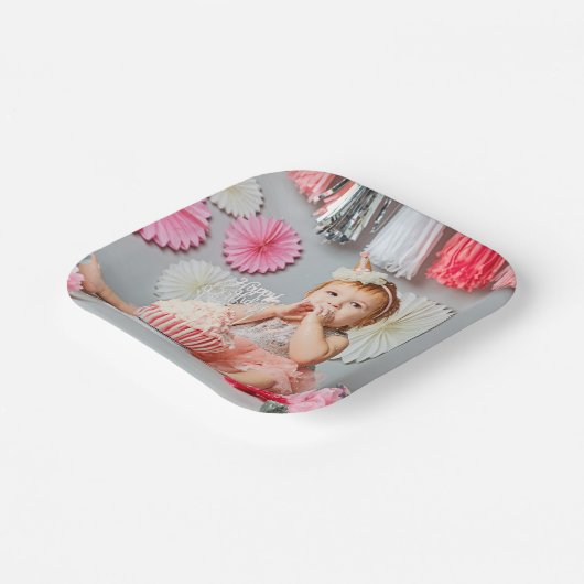 Aangepaste Kids Verjaardag Foto Papieren Bordje (Gebogen)