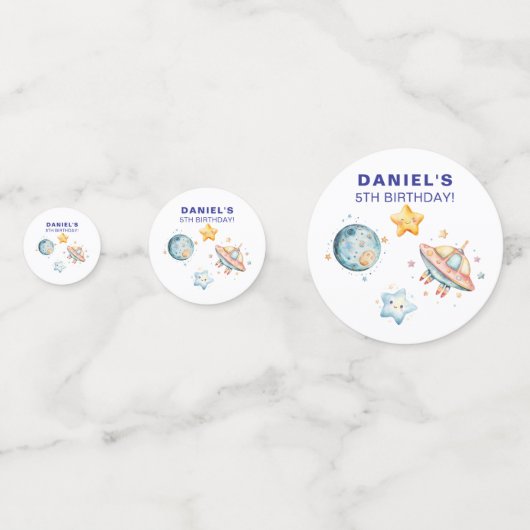 Aangepaste Kids Verjaardag Space-thema Confetti (Achterkanten)