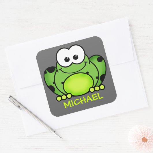 Aangepaste kikkervis-Sticker Vierkante Sticker (Envelop)