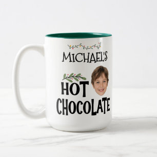 Aangepaste Kind Gezicht & Naam Hot Chocolate Chris Tweekleurige Koffiemok