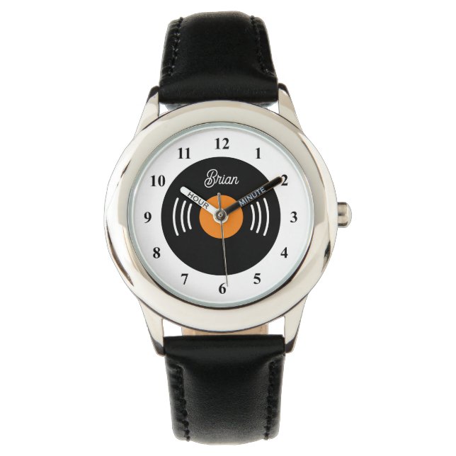 Aangepaste kind horloge met vinyl muziek plaat wij (Voorkant)