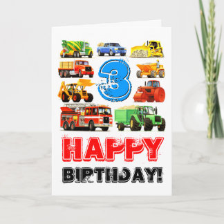 Aangepaste Kinder 3e verjaardag bouwtruck Kaart