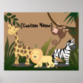 Aangepaste Kinder Baby naam JungleZoo Wall Art Pos Poster (Voorkant)