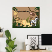 Aangepaste Kinder Baby naam JungleZoo Wall Art Pos Poster (Thuiskantoor)