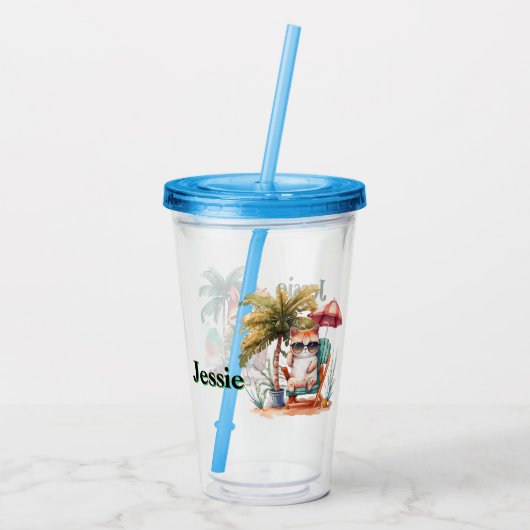 Aangepaste Kinder Beachcomber Cat Acryl Drinkbeker (Achterkant)