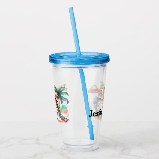 Aangepaste Kinder Beachcomber Cat Acryl Drinkbeker (Links)