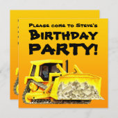 Aangepaste Kinder bouwBulldozer Party Kaart (Voorkant / Achterkant)