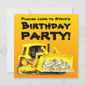 Aangepaste Kinder bouwBulldozer Party Kaart (Voorkant)