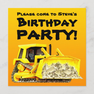 Aangepaste Kinder bouwBulldozer Party Kaart