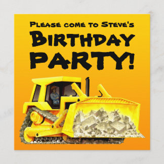 Aangepaste Kinder bouwBulldozer Party Kaart