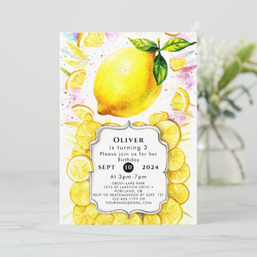 Aangepaste Kinder citroen Verjaardag Kaart (Staand voorkant)