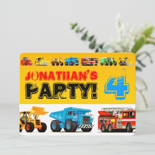 Aangepaste Kinder constructietransporten 4e verjaa Kaart (Staand voorkant)